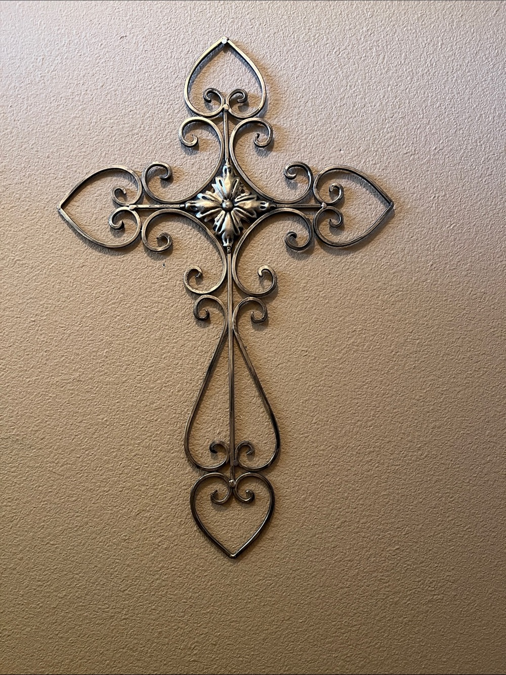 Ornate Metal Cross Wall Decor in Brown & Gold(2)